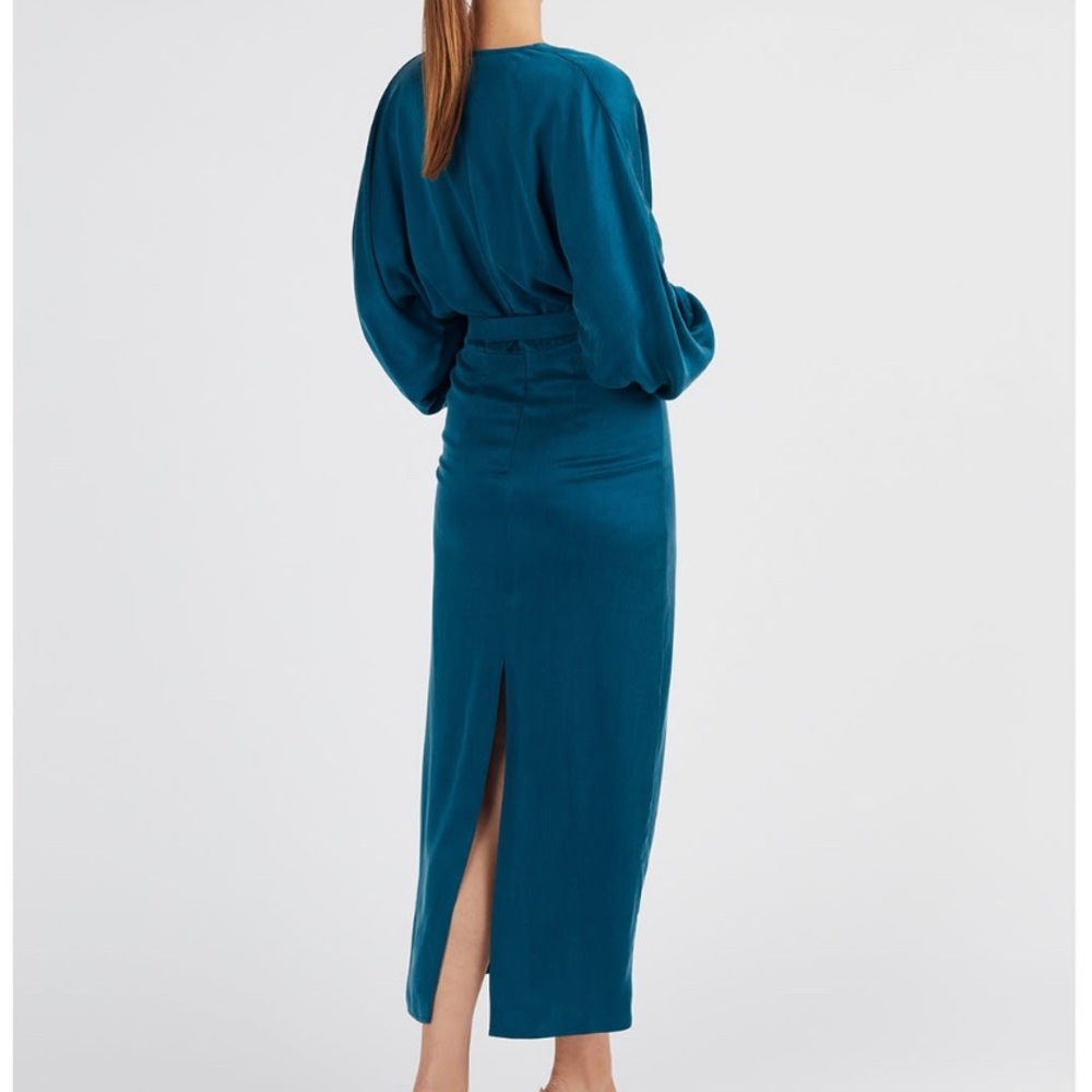 Beca Blue Cupro Dress With Voluminous Sleeves